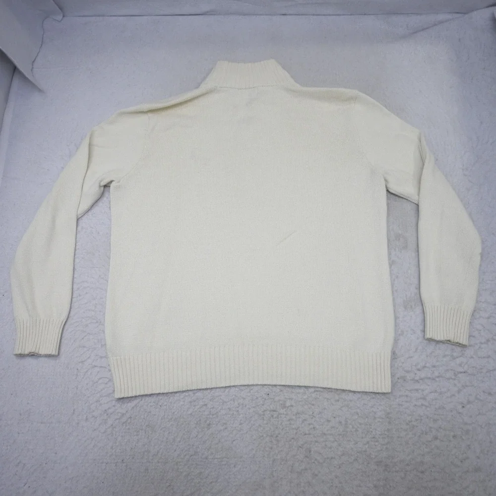 Polo Ralph Lauren Knit Sweater Mens XL Cream Mock Neck Cotton Pullover 3 Button